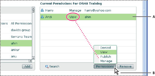 Current permission settings.