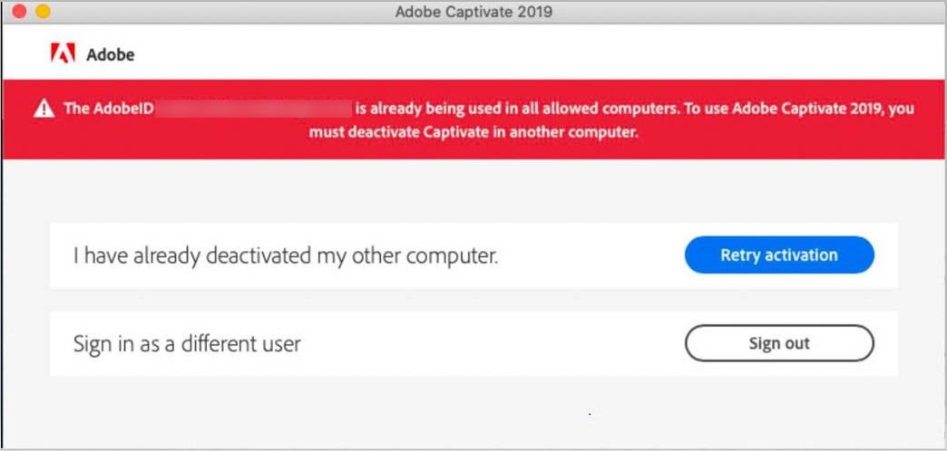 Errors in activating Captivate on macOS