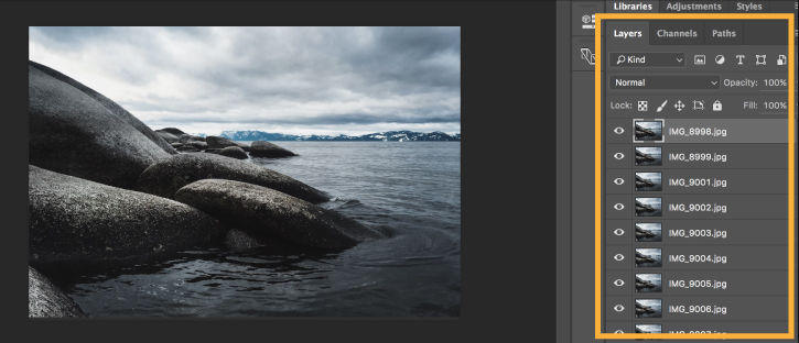 The new layers in the Layers panel will become frames of the animation
