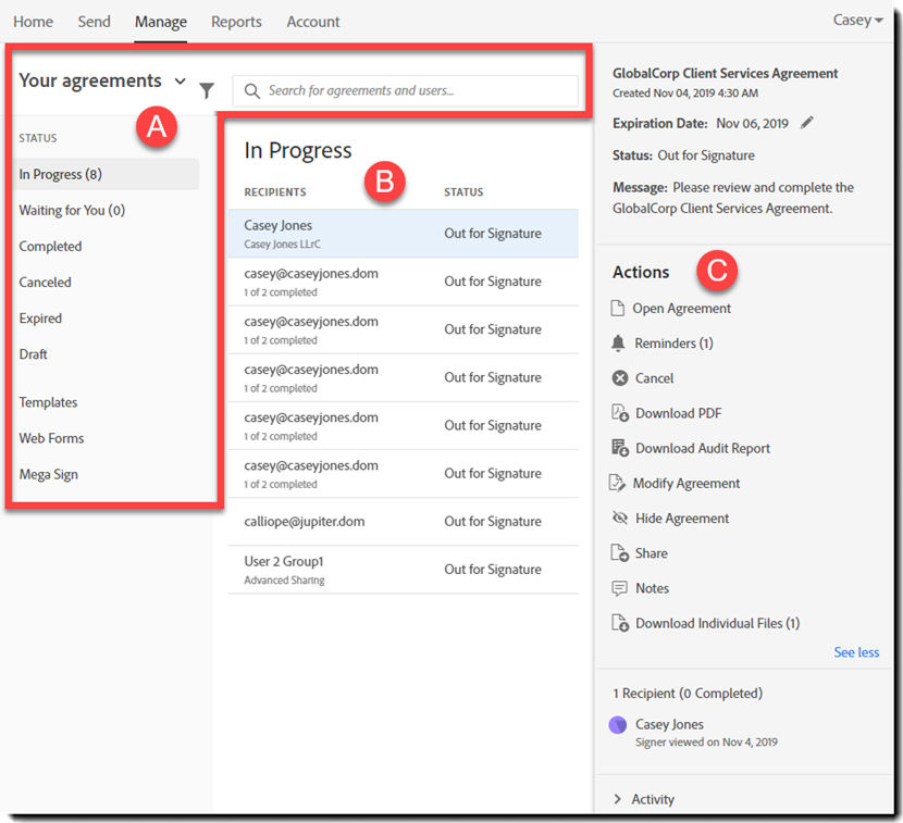 Manage page - exploded