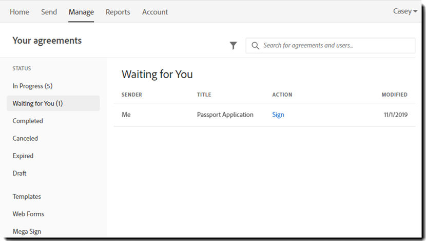 Manage page - waiting for you