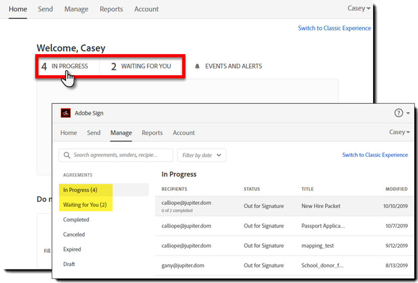 Filters for Manage