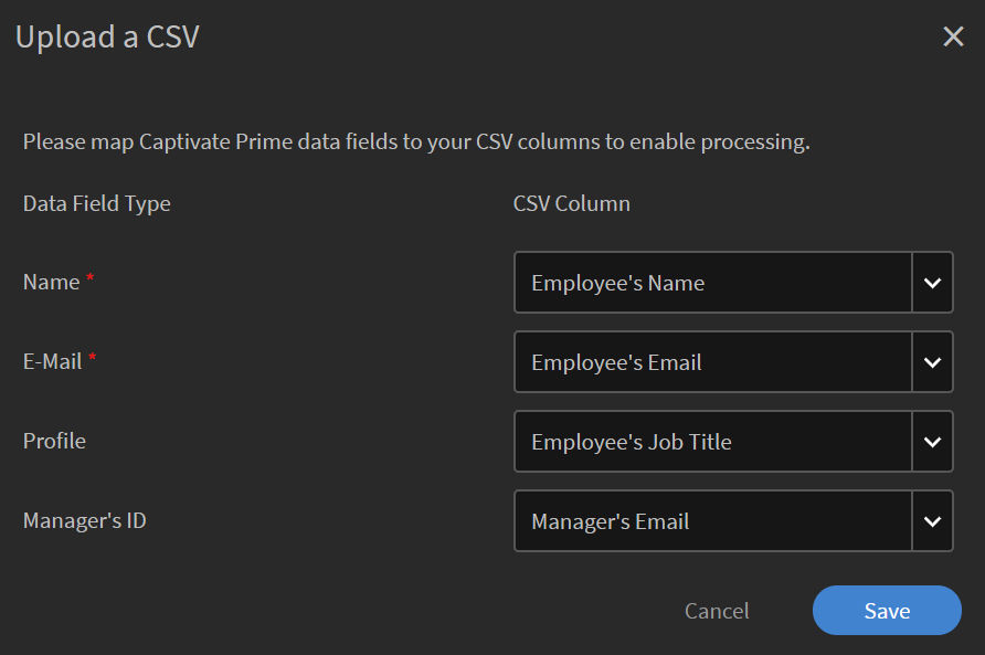 Map data fields 