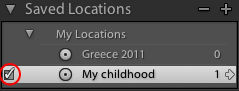 Lightroom Classic CC The Saved Locations panel in the Map module