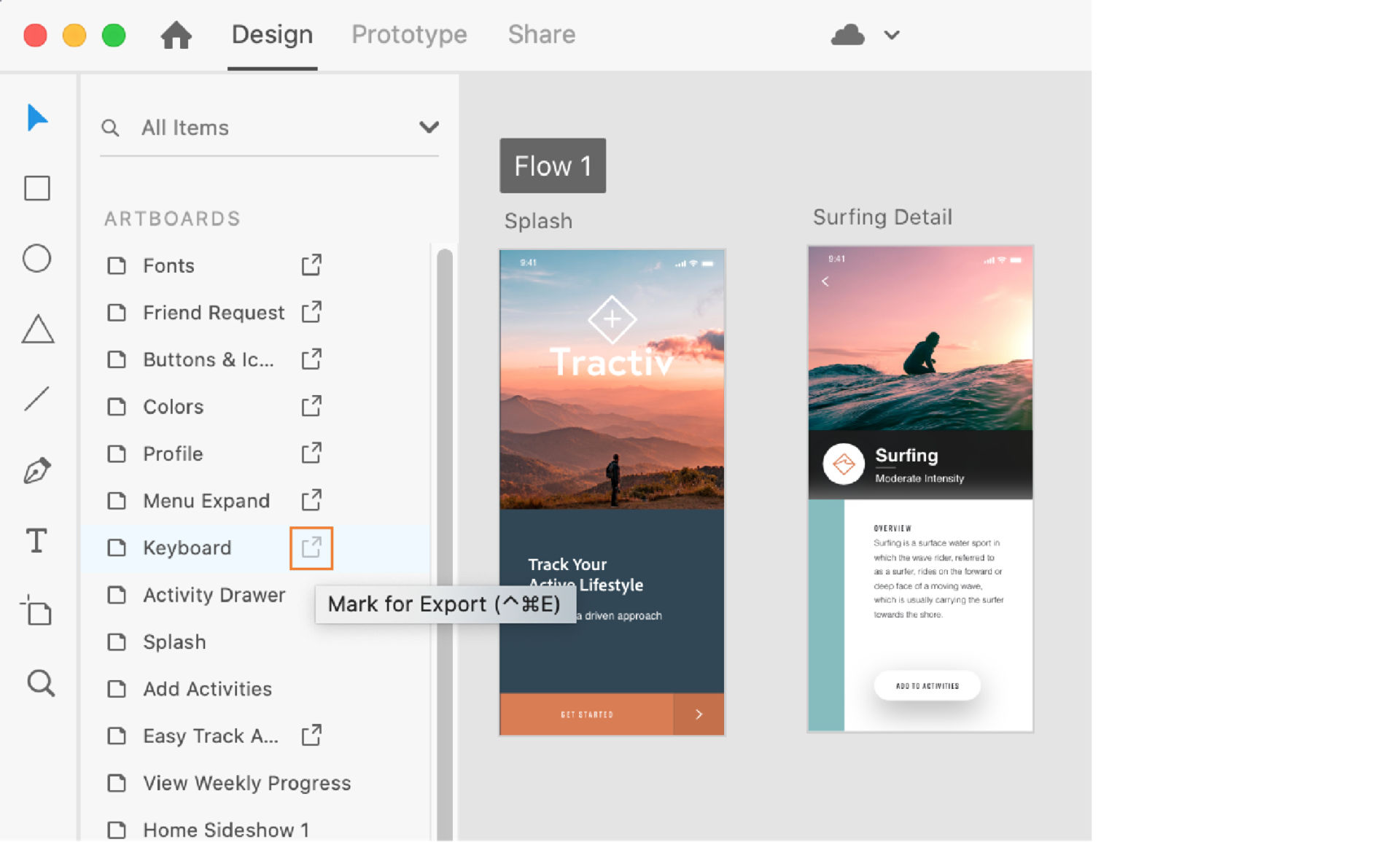 Mark layers for export