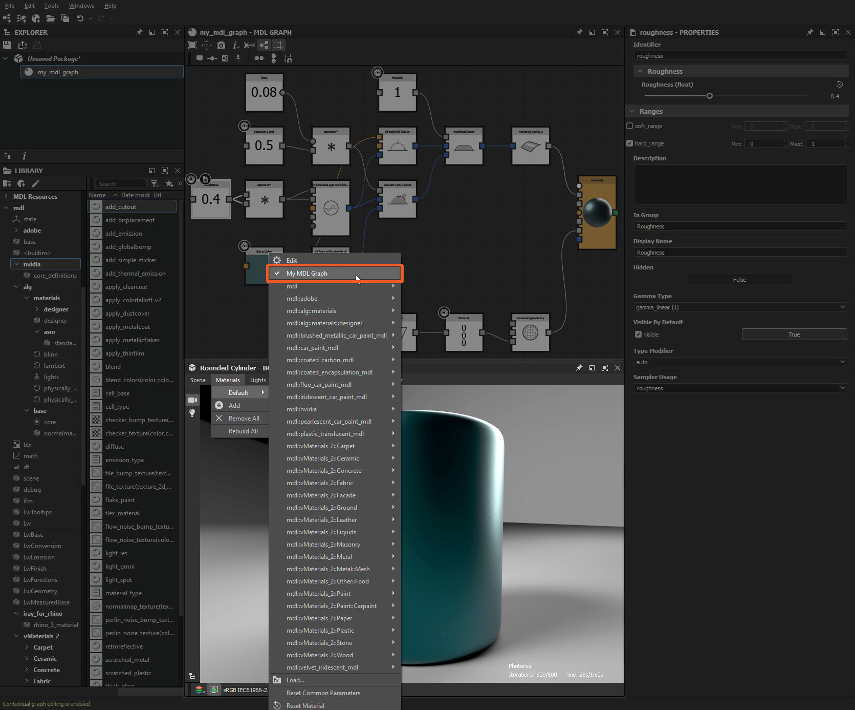 MDL materials in 3D View