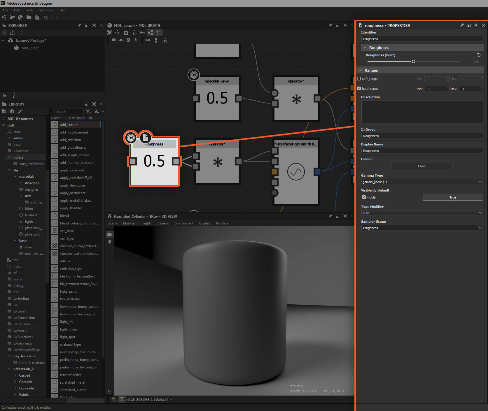 Exposed node parameters