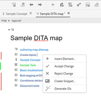 Merge changes in map or topic files