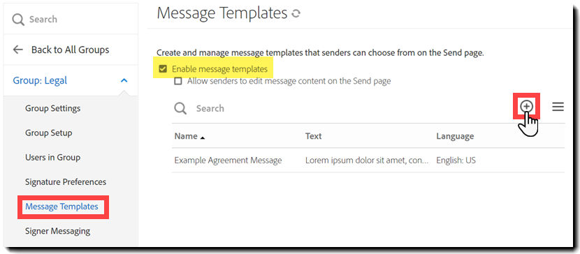 Configure message templates