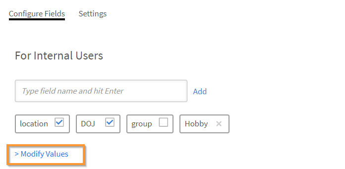 Modify values for internal users
