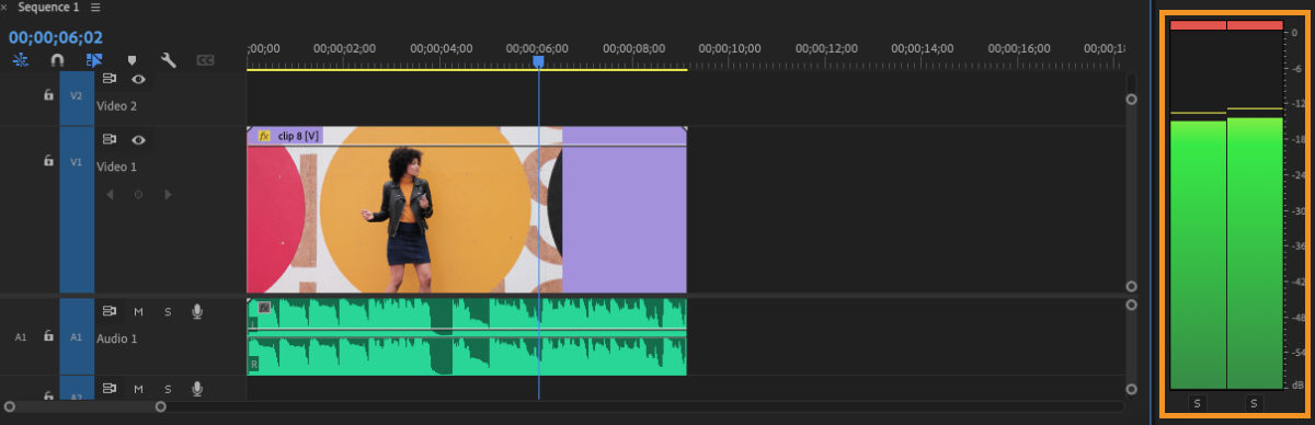 Audio Meters panel in Premiere Pro