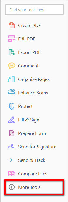 More tools in the right-hand pane