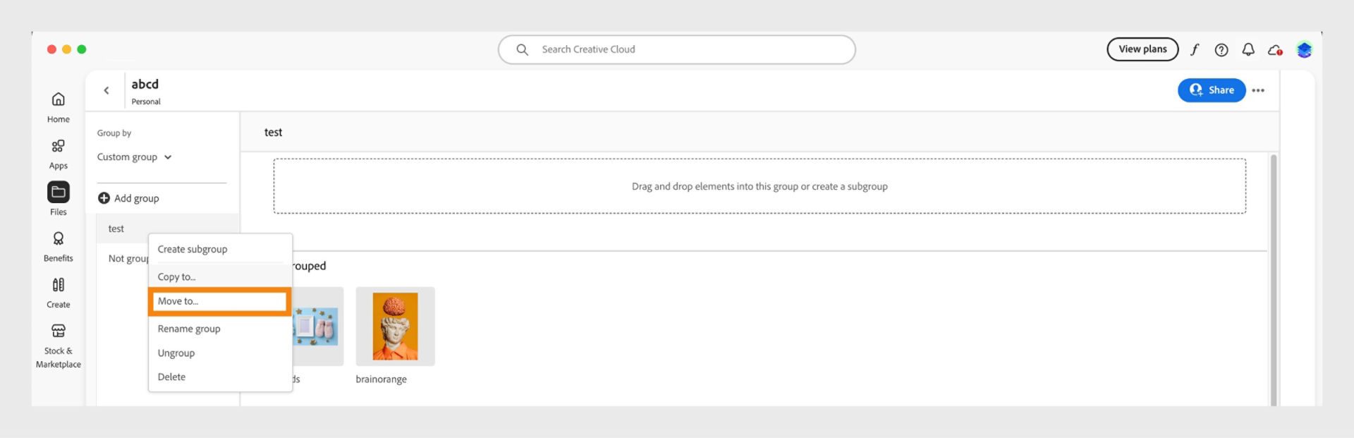 The library element context menu, that appears when you right-click a library element, provides the option to move the library element. 