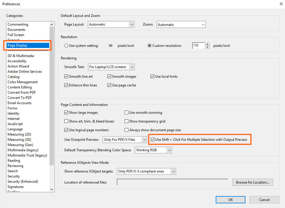 Multiple selection with output preview