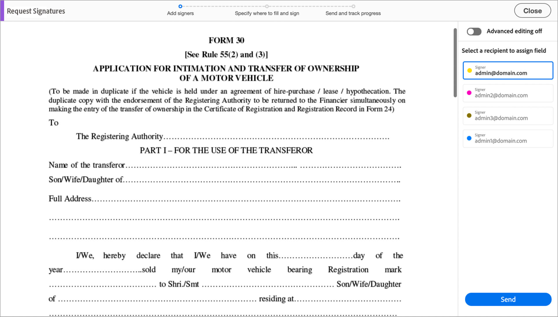 Simplified mode for multiple signers