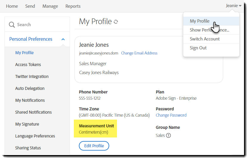 My profile - Measurement increment