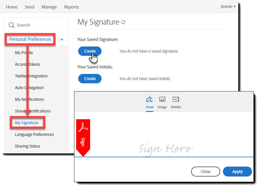 Set up and manage your signature