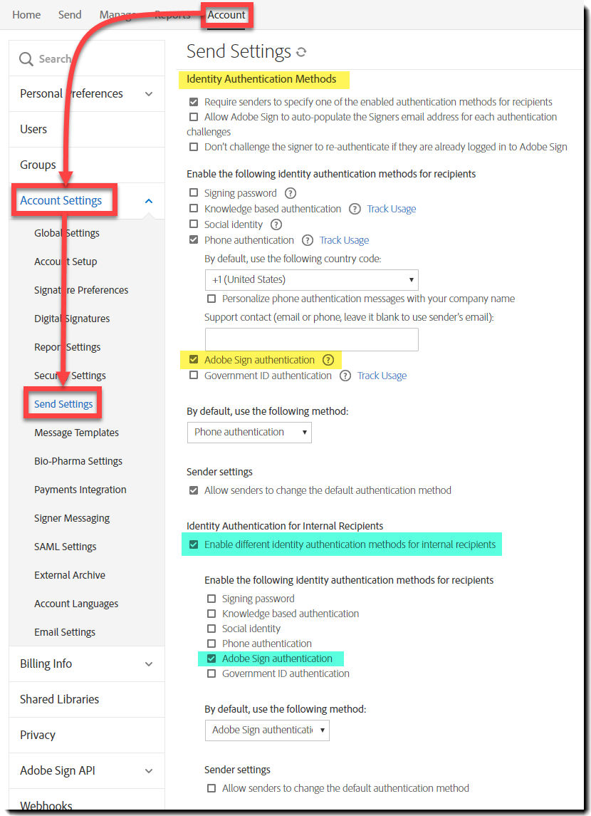 Navigate to Authentication Methods