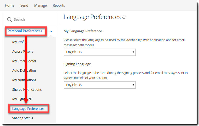 Navigate to Language Preferences