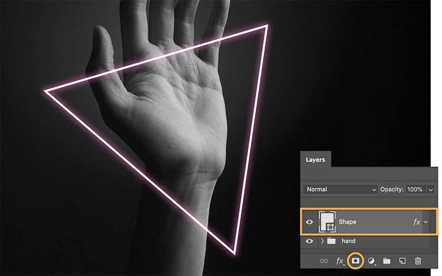 Convert shape layer to Smart Object and add Photoshop mask