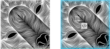 Visual feedback - blue, shaded highlight - for nested insert