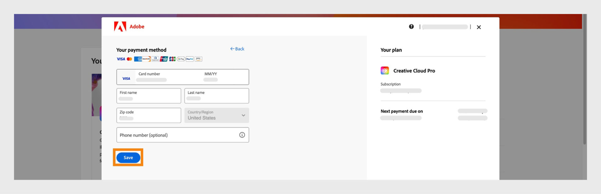 Edit payment method