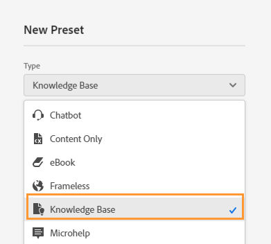 New preset- Knowledge Base