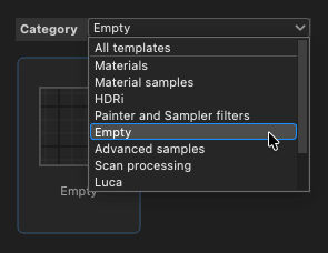 New Substance graph dialog - Filtering by category