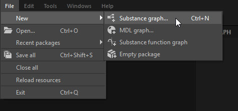 New Substance graph dialog - Create from main menu