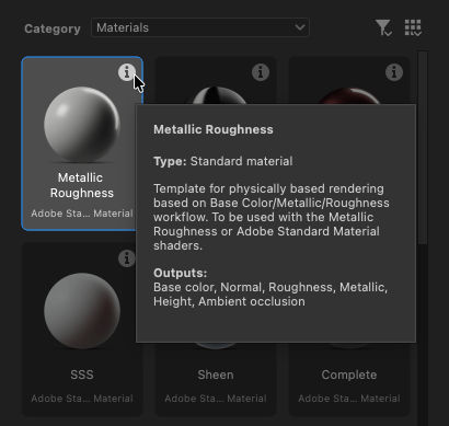 New Substance graph dialog - Template tooltip