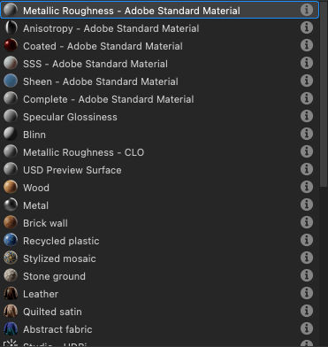 New Substance graph dialog - List view