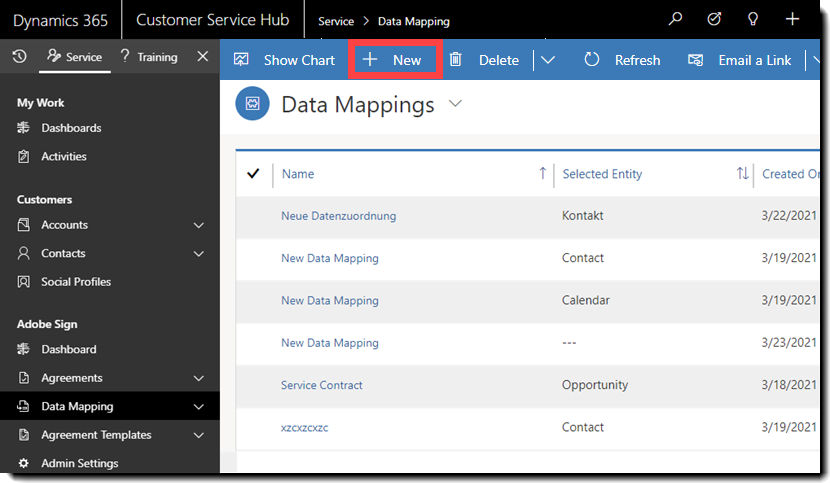  the Active Agreement Mapping Templates page