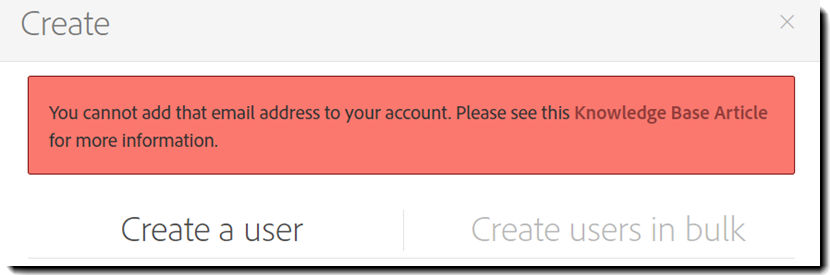 Error: you cannot add that user to your account