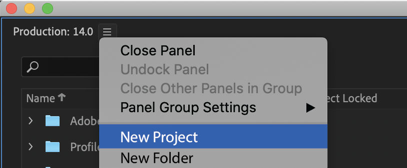Create a new project in a production