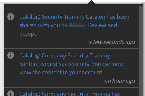 Notification to accept catalog