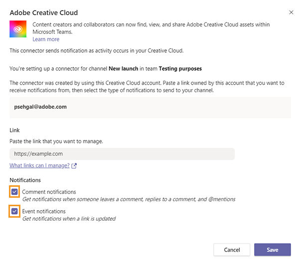 Set notifications for your link