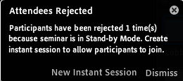 Notifier indicates the rejected attendee count.