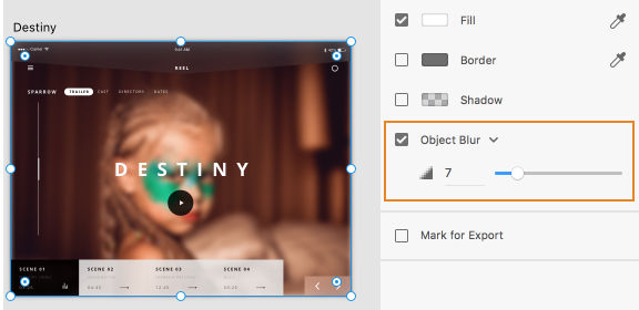 Adjusting the blur of a selected image