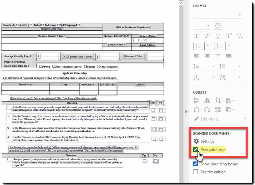 Disable OCR