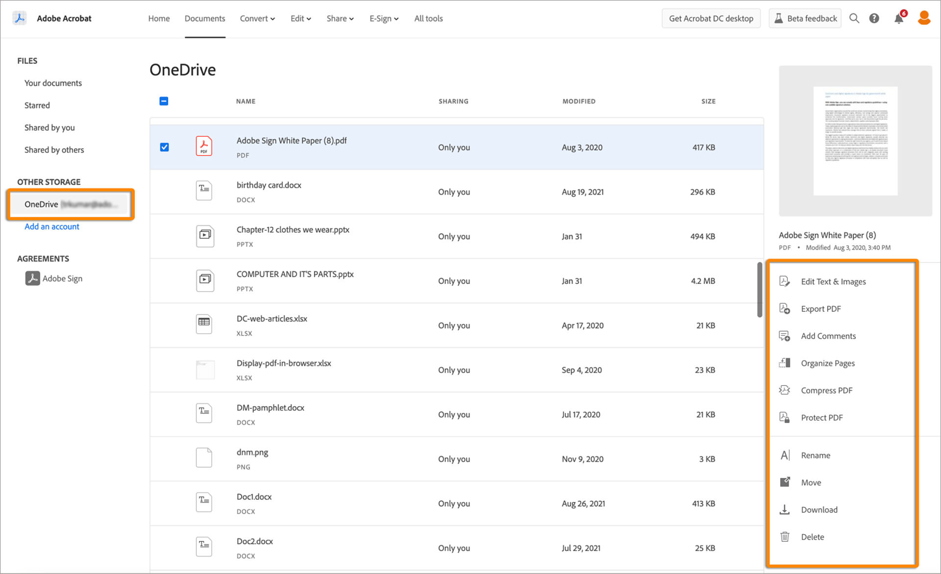 Your OneDrive files in Home View