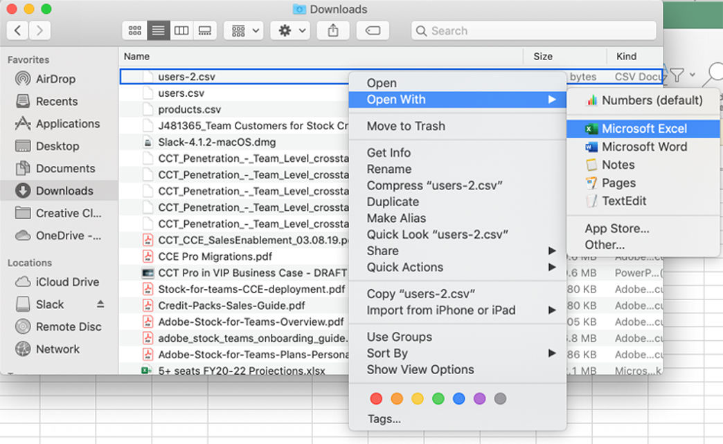 open CSV file in excel