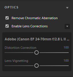 Lenscorrectie inschakelen