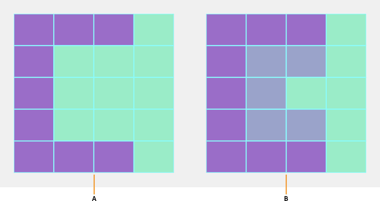 Images of the same artwork that show how the design looks when anti-aliased artwork is disabled and enabled.