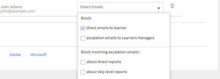 Options for blocked emails