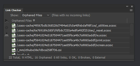 Viewing orphaned files - files with no incoming links