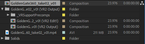 Edit1 and Output composition in Project panel