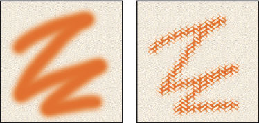 Photoshop Brush stroke with and without texture