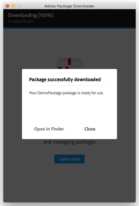 Open downloaded package in Finder