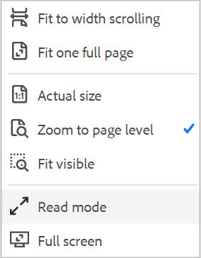 Page view menu in Acrobat Desktop