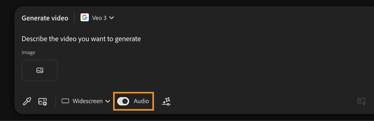 The Veo 3 model is selected for video generation and the Audio option is enabled in the prompt bar.